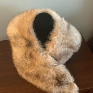 Vintage green satin lined fur stole